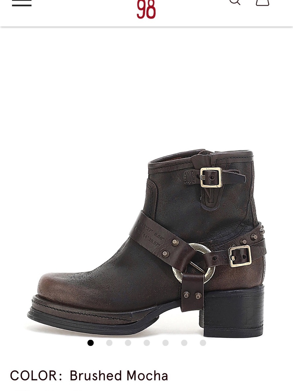 A.S. 98 Brushed Mocha Leather Harness Ankle Boot - Women (37)